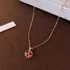 Collar de Manzana Chapado en Oro Real de 14K con Circonita Roja Nuevo Estilo Chino Cadena Versátil para Suéter Lujo Ligero Collar de Gama Alta para Mujer