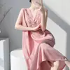 Muzhen Silk Bata de Noche Nueva de Algodón y Seda para el 26º Aniversario con Copas en el Pecho, Elegante Vestido de Cuello en V para Mujer, Vestido de Verano Único de Silueta en A Adelgazante