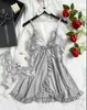 Atacado Fabricante Transfronteiriço Amazon Malha Macia Fenda Frontal Camisola Calcinhas Renda Decote V Lingerie Sexy Vestido Slip Mulheres