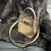 Bolso Sencillo de Cuero Tipo Cubo con Patrón de Lichi, Bolso Tote Pequeño para Mujer, Nuevo Estilo 2026, Bolso Tipo Cesta de Mercado, Bolso de Hombro y Cruzado