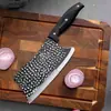 Cuchillo de Cocina Negro con Patrón de Forjado para Uso Doméstico, Cuchillo Afilado de Acero Inoxidable, Cuchillo para Rebanar con Mango Antideslizante