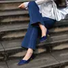 Sapatos Elegantes Estilo Francês com Laço, Boca Rasa, Salto Grosso 4cm Feminino, Nova Coleção Primavera e Outono, Retro, Estilo Chanel, Cetim, Luxo Leve, Salto Alto