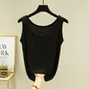 Colete feminino de modal liso para o verão com gola U, peça íntima simples sem mangas, regata justa, blusa de base fina plus size