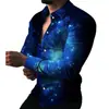 Camisa con estampado 3D para hombre, nueva, europea y americana, de moda, fresca, cárdigan de manga larga, top