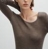 Suéter de Lã Yangzi Alemão com Gola U e Mangas Longas 18 Fios Sem Costura Peça Única Cor Sólida Slim Fit Suéter Base com Lã