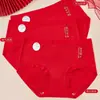 Ropa interior para mujer 42.5-65 kg Tejido de algodón puro 10A Antibacteriano Transpirable Bragas de cintura media Año del Zodiaco de Boda
