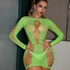 Falda Sexy Ajustada a la Cadera, Lencería Verde Fruta, Body Transfronterizo de Comercio Exterior Europeo y Americano, Tentador Body de Malla de Manga Larga W867