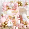 Conjunto de Corrente de Balões Arco Rosa Branco Dourado Amazon Transfronteiriço Balões para Decoração de Festa de Primeiro Aniversário de Bebê