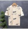 Camiseta de manga curta masculina verão 2025 nova marca de moda ins impressão completa ajuste fino gola redonda meia manga camiseta masculina roupas superiores