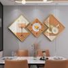 Sala de jantar pintura decorativa diamante minimalista moderno triplo pendurado pintura sala de estar sofá fundo pintura de parede sala de jantar pintura combinação relógio pintura