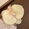 Horquilla Rosa Dulce Flor Phalaenopsis Pinza para el Cabello Pinza para la Cabeza Flor Flor Artificial Adorno para el Cabello Pinza Lateral Horquilla de Orquídea Accesorios para el Cabello