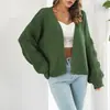 Comercio exterior europeo y americano estilo vintage versátil manga de farol otoño e invierno 2025 nuevo cárdigan de punto para mujer suéter casual