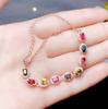 Celebridad de Internet en Vivo Caliente Nuevo Color Caramelo Colorido Pulsera de Turmalina Joyería de Mano para Mujer Chapada en Oro Rosa Venta al por Mayor
