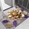 Alfombra Decorativa de Entrada Floral Tridimensional de Tierra de Diatomeas, Absorbente de Agua, Resistente a la Suciedad, Antideslizante