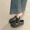 Birkenstocks de Lunares Retro para Mujer Otoño 2026 Nuevos Bailarinas Mary Janes de una Sola Tira Planos de Fieltro de Lana Suave