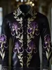 Camisa casual de manga larga de corte holgado con cuello de solapa, talla europea, estampada en 3D para hombre, estilo vintage
