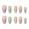 Uñas Artesanales Almendradas con Lentejuelas Arcoíris, Parches de Uñas Coloridos y Atmosféricos, 10 Piezas de Parches de Manicura Ojo de Gato Codificados