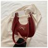 2025 Nuevo Bolso de Axila para Mujer con Textura Estilo Occidental Bolso de Hombro Patrón Tejido Moda Dulce Lazo Elegante Bolso Media Luna