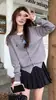 Cárdigan de cachemira con bordado de conejo de nicho coreano para mujer, suelto, adelgazante, manga larga, abrigo de lana, tejido, suéter, primavera, otoño