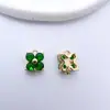 Acessórios para Joias DIY Preserva Cor Cobre Banhado Zircônia Colorida Flor Pequena Pingente Duplo Colar Pulseira Feito à Mão Acessórios Atacado