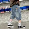 Shorts jeans de verão para meninos 2026 novos calças cropped finas de verão para crianças maiores meninos