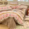 Colcha Matelassê Estilo Fresco de Lã Leite de Peso Elevado Classe A Conjunto de Quatro Peças Conjunto de Três Peças de Lã Coral Espessa Quente de Inverno 4