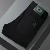 Marca Italiana de Alta Qualidade Tendência Outono e Inverno Juventude Elástico Slim Reto Jeans Preto Estampado de Veludo Espessado para Homens