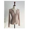 Cárdigan elástico ajustado de punto fino con cuello en V para mujer Verano Chic Top Slim Sexy Deseo Puro Sexy Camiseta Manga Larga Trendy