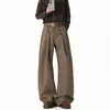 Pantalones Vaqueros Occidentales de Pierna Ancha, Estilo Retro Americano de Lujo de Doble Botonadura, Estilo Old Money, Silueta Holgada, Marca de Moda, Casual Versátil, Pantalones Largos