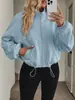 Estação Independente Amazon Transfronteiriça Europeia e Americana Nova Jaqueta Feminina Casual com Cordão com Zíper Manga Longa Forrada com Fleece Outono/Inverno 2026