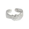 JB054 Anel de prata com design irregular em estilo coreano, nicho, textura simples, zircônia, face larga, anel de prata esterlina S925 para mulheres