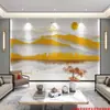 Papel de Parede Paisagem Novo Estilo, Revestimento de Parede Paisagem Novo Estilo Chinês, Revestimento de Parede Dourado de Luxo Leve, Papel de Parede para Fundo de TV na Sala de Estar