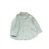 Ropa de Otoño para Bebés y Niños Pequeños Estilo Coreano Camisa de Algodón Puro con Rayas Verticales Camisa de Manga Larga con Bolsillo y Cuello Alto para Niños Ropa Suave para Bebés y Niños