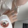 Anillo con Patrón de Ola de Letras Estilo Coreano para Mujer, Dulce y Fresco, Exquisito, Moda Retro Europea y Americana, Anillo Geométrico de Borde Ancho para Dedo Índice Abierto, Moderno