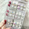 Presilha de Cabelo Color Block Rosa Menina Doce Morango Pérola Simples e Elegante Strass Franja Lateral Penteado Acessório de Cabelo