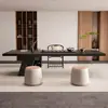 Conjunto de mesa de chá e cadeiras de madeira maciça estilo wabi-sabi para sala de estar, recepção de escritório e recepção de convidados, nova combinação de mesa de chá e cadeiras estilo chinês