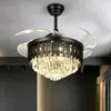 Luminária Ventilador Cristal Transparente Personalizada para Sala de Estar e Sala de Jantar, Uso Doméstico de Luxo Leve, Modelo Novo de Alta Qualidade Luminária Ventilador de Teto, Luminárias Zhongshan, Transfronteiriço