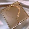 Pulseira Folha de Trigo Pérola Design da Moda Ins Pulseira para Namorada Estudante Irmã Pulseira Telescópica Retrátil