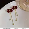 Brincos Retro Estilo Ankora Vermelho para Mulheres, Design Único, Brincos Elegantes com Esmalte Pingando, Brincos Elegantes de Nicho Suave para o Início do Outono