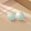 Pendientes de Media Luna con Arena Movediza y Gota de Aceite Estilo Dulce Cremoso Moda Simple Sensación de Alta Gama Pendientes Frescos de Color Macarrón