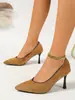 Zapatos de Salón Simples de Gamuza con Punta Fina y Tacón Alto Fino, Tallas Grandes 40-45, Wish Shoes