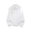 Novas roupas masculinas de outono em estoque, camisa estilosa com abotoadura diagonal, estilo Hong Kong, camisa com colarinho jovem e de corte solto para homens