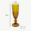 Copa de Vino Retro de Vidrio con Relieve de Diamante de Colores para Uso Doméstico, Copa de Vidrio Grueso Resistente al Calor con Base Corta y Alta, Copa de Champán de Vidrio Estilo Europeo