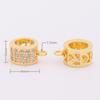 Colar em Ouro 18K Banhado com Zircônia Microincrustada em Formato de Coração Vazado com Contas Espaçadoras de Argola para Pendurar, Conector de Pingente, Três Vias com Contas Cilindricas para Pendurar