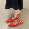 Sandálias Elegantes de Salto Grosso Bico Fino Estilo Francês para Mulheres, Temporada Primavera/Verão 2026, Sapato de Salto Fechado na Ponta com Tira Única nas Costas para Noite