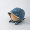 Chapéu de Bebê Qiunan Outono Inverno Estilo Coreano Novo Lavado Estrela Jeans Proteção para Orelhas de Bebê de Poucos Meses Chapéu de Sol