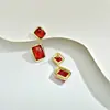 Nuevos Pendientes Vintage Estilo Chino con un Toque de Lujo, Pendientes de Cristal de Celebridad de Internet Franceses, Pendientes Retro Turquesa Estilo Hong Kong para Mujer