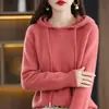 Casaco Novo Estilo Moletom com Capuz Feminino Tricô Outono Inverno Feminino 2025 Top Feminino Transfronteiriço Roupa Externa Suéter Solto