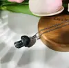 Pingente de Cogumelo de Cristal Pedra Natural Ametista Colar Corrente em Formato de O de Aço Inoxidável Joias para Meninas Fabricante Atacado