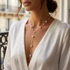 Cadena de Clavícula de Lujo de Alta Gama Estilo Francés Transfronteriza con Perlas Cadena en Y Moda Retro Diseño de Nicho Collar de Cadena de Perlas